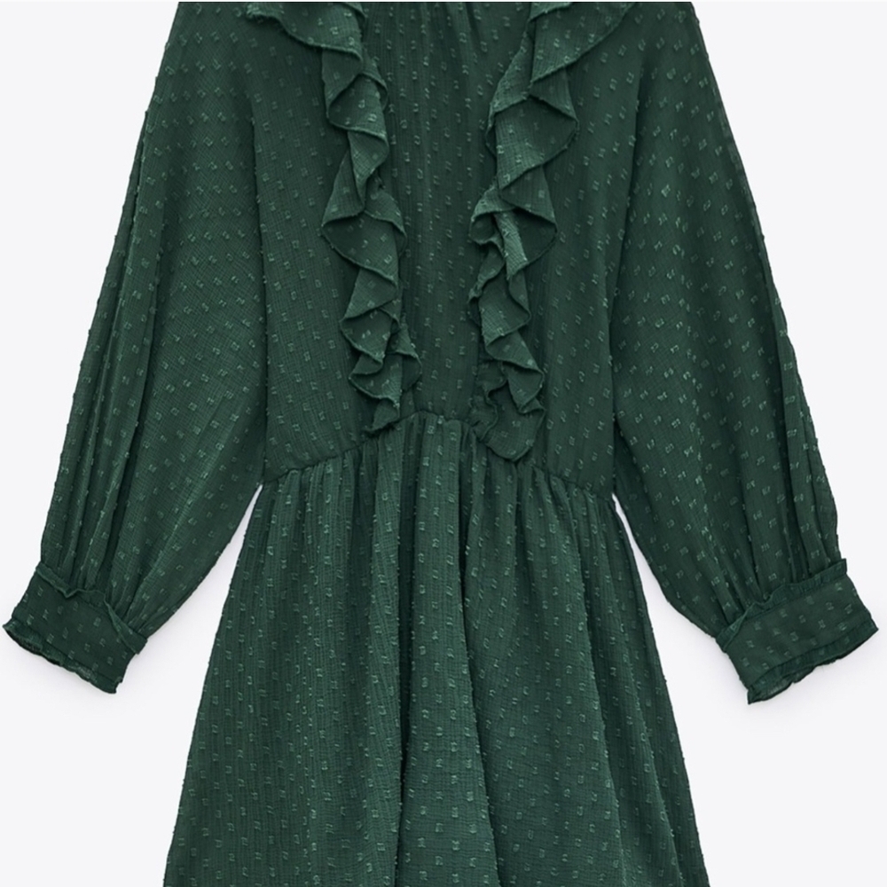 Zara Kids Green Ruffle Dress